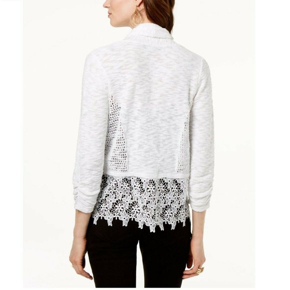 Elegant White Lace Trim Sweater - Picture 2 of 3